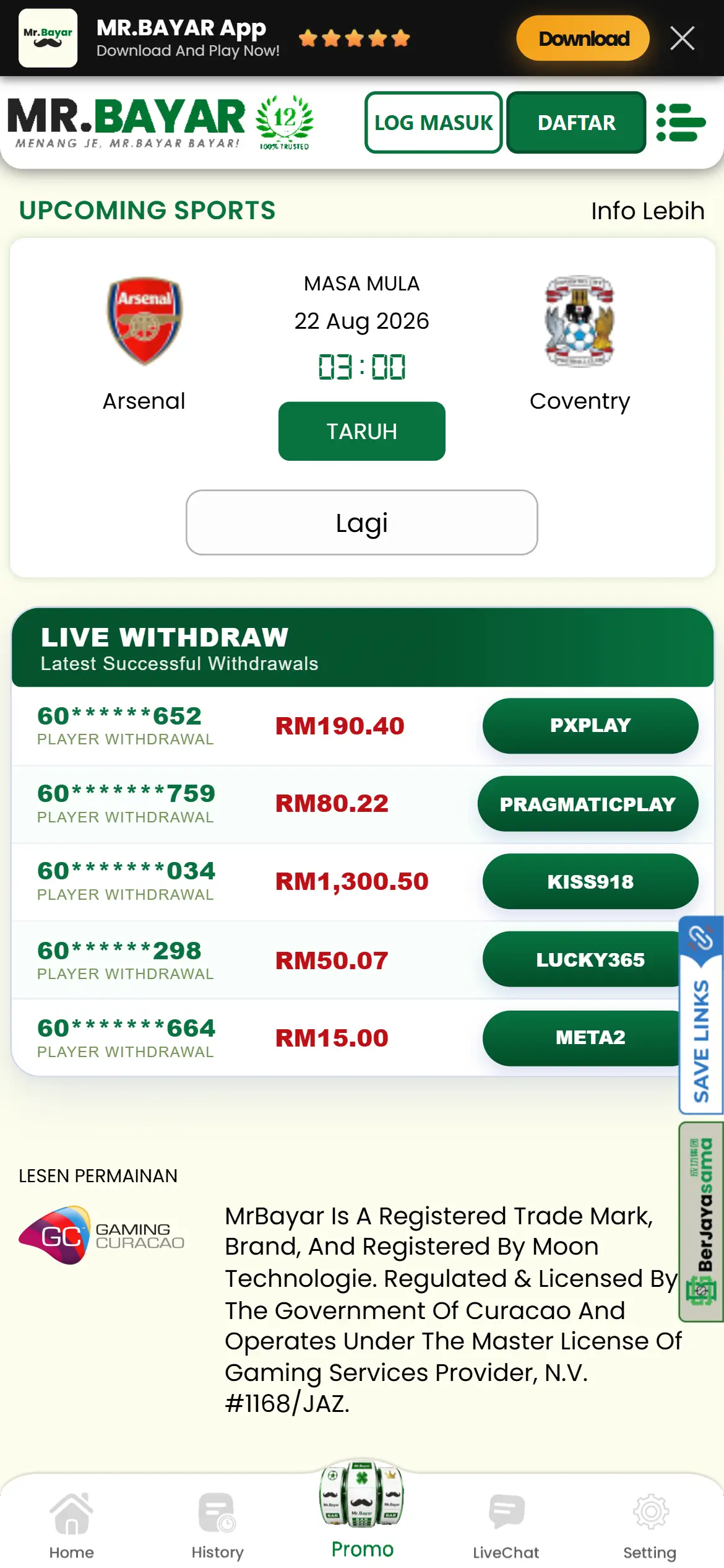 MrBayar Live Withdraw and License